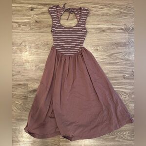 Free People Backless Dress in Brown and Cream
